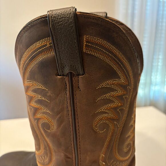 Abilene Men's Brown Leather Western Stitched Cowboy Ranch Boots Size 10 B - Picture 7 of 12